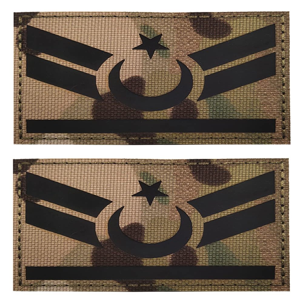 2PCS AliPlus Trkiye Turkey Flag Patches IR Infrared Reflective Patches Laser Cut Patch Tactical Morale Patch Hook and Loop(CP)