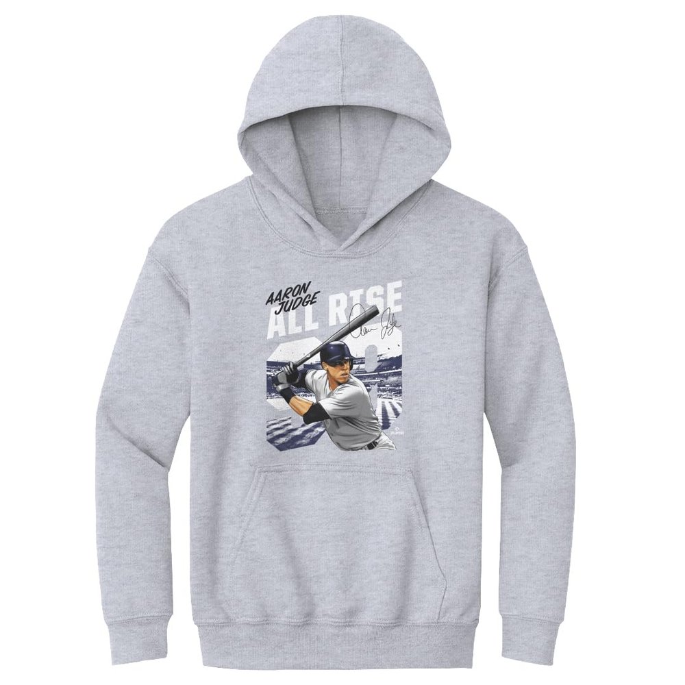 500 LEVEL Aaron Judge Youth Sweatshirt (Youth Hoodie, Large, Gray) - Aaron Judge Stadium W WHT
