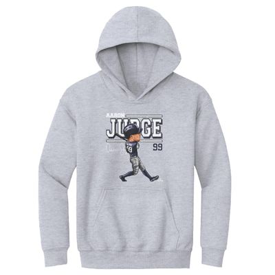 500 LEVEL Aaron Judge Youth Sweatshirt (Youth Hoodie, X-Large, Gray) - Aaron Judge Cartoon WHT
