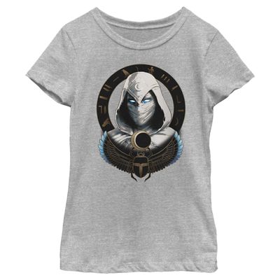 Fifth Sun girls Marvel Moon Knight Moon Knight Mask Badge Short Sleeve Tee T Shirt, Athletic Heather, X-Small US