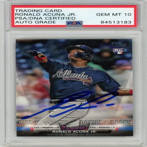 Ronald Acuna 2018 Topps Autograph Rookie Card #S-21- PSA/DNA 10