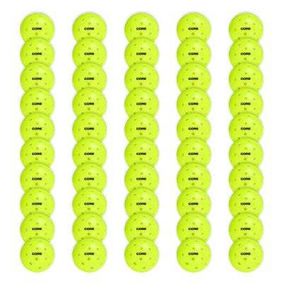 CORE Pickleball Balls for Professionals and All Levels of Play - Set of 4-50 Balls with 40 Holes - Durable Design - Premium Outdoor Pickleball - Polypropylene - USA Pickleball Approved(50 Pack,Neon)
