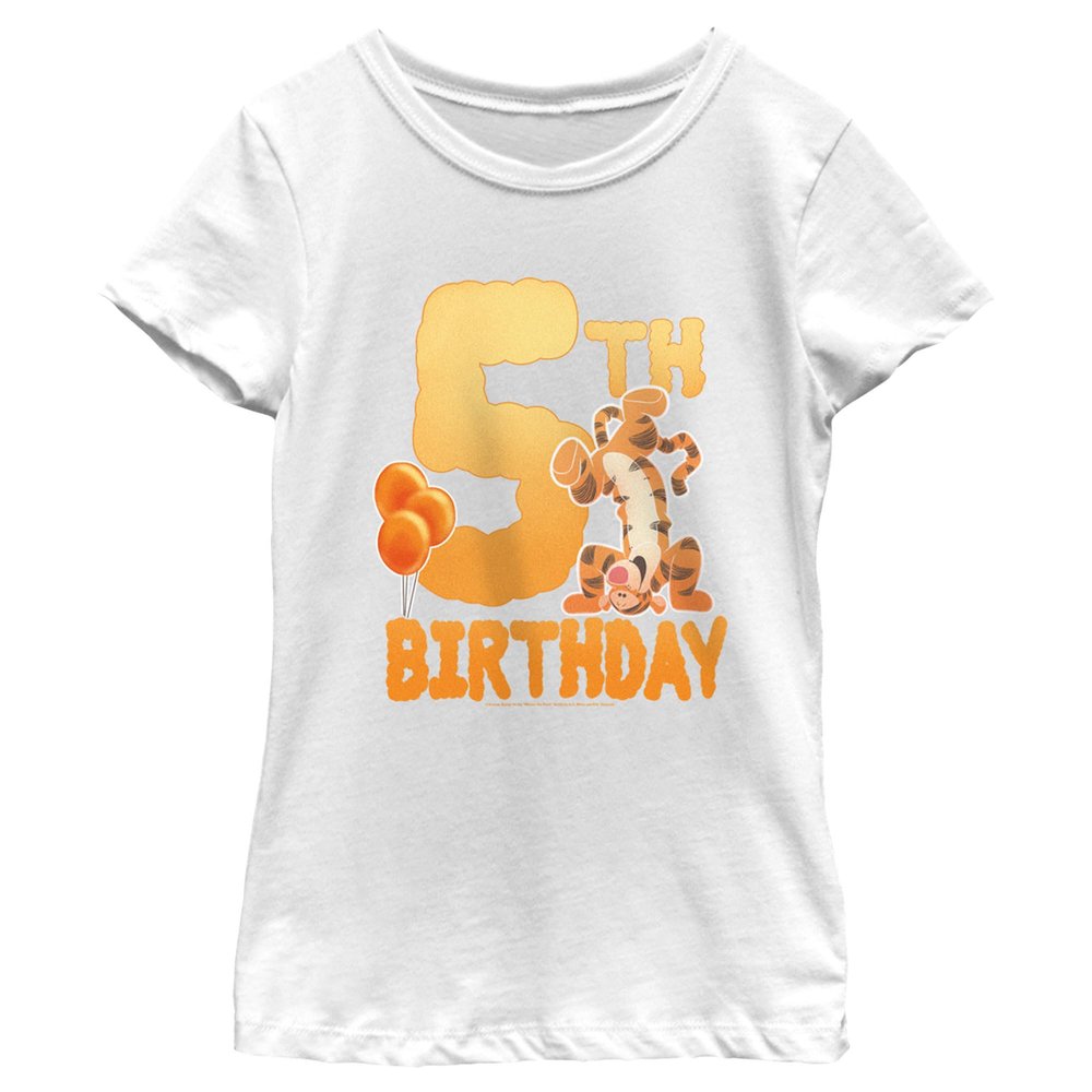 Disney girls Disney Winnie the Pooh 5th Bday Tigger Short Sleeve Tee T Shirt, White, X-Small US