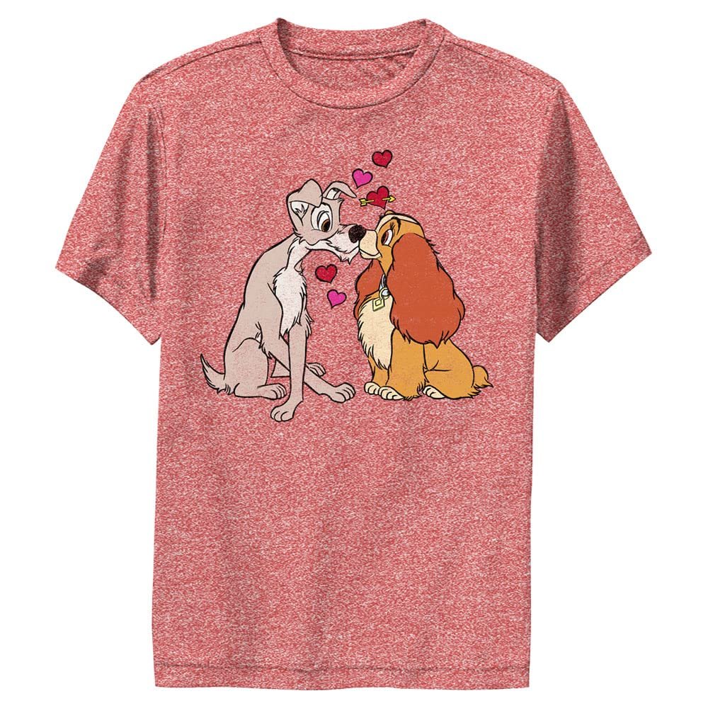 Disney Kid's Puppy Love T-Shirt, Red Heather, Large