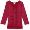 Speechless Girls' Long Sleeve Ruched Button Up Top, Burgundy, Small view 1