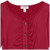 Speechless Girls' Long Sleeve Ruched Button Up Top, Burgundy, Small view 2