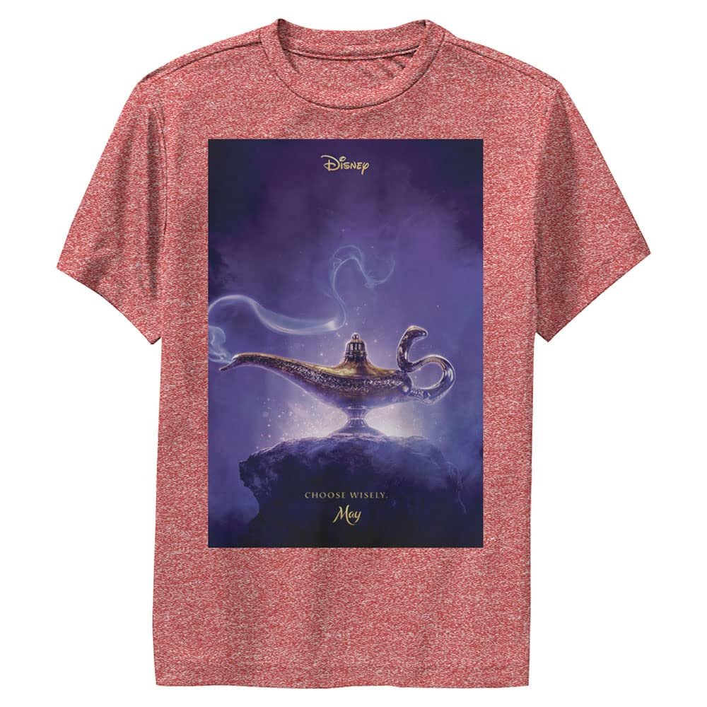Disney Boy's Aladdin Live Action Poster T-Shirt, Red Heather, X-Large