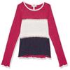 Speechless Girls' Long Sleeve Knit Rib Top, Red/Navy/OffWhite, X-Large view 1