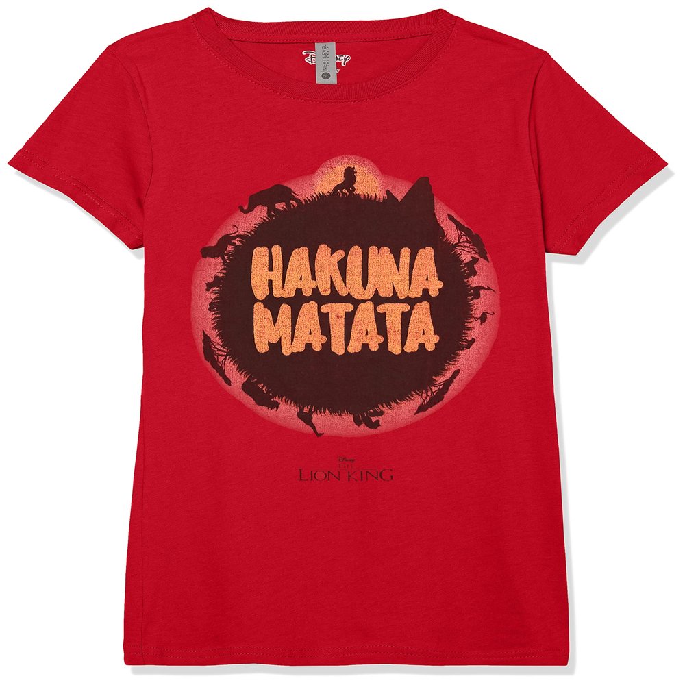 Disney Girl's Hakuna Matata Sun T-Shirt, Red, Small
