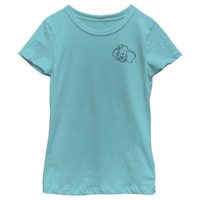Disney Girl's Dumbo Line T-Shirt, Tahi Blue, Small