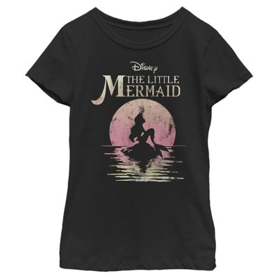 Disney girls Disney Princesses Mermaid Moon Short Sleeve Tee T Shirt, Black, X-Small US