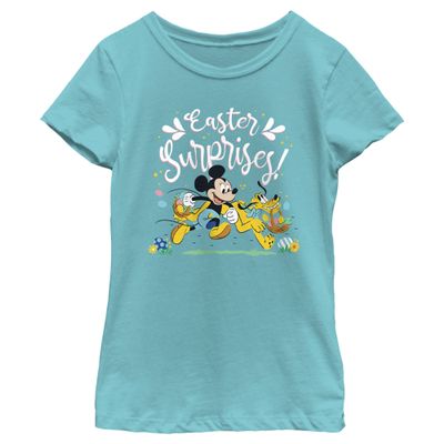 Disney Girl's Easter Surprises T-Shirt, Tahi Blue, Small
