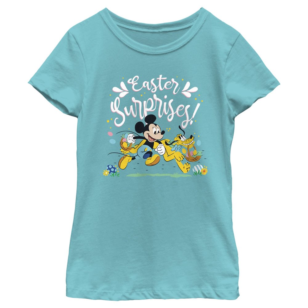 Disney Girl's Easter Surprises T-Shirt, Tahi Blue, Small