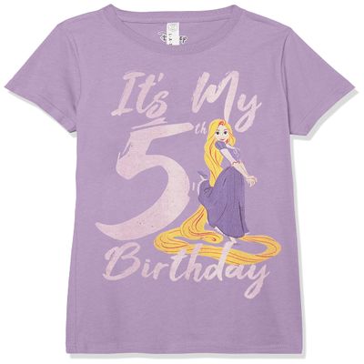 Disney Girl's Rapunzel 5Th Birthday T-Shirt, Pur Berry, Large