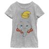 Disney Dumbo Dumbo Big Face Girls Short Sleeve Tee Shirt Athletic Heather view 1