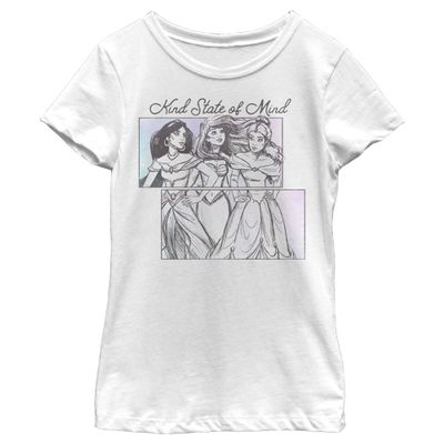 Disney Girl's Kind State of Mind T-Shirt, White, Medium