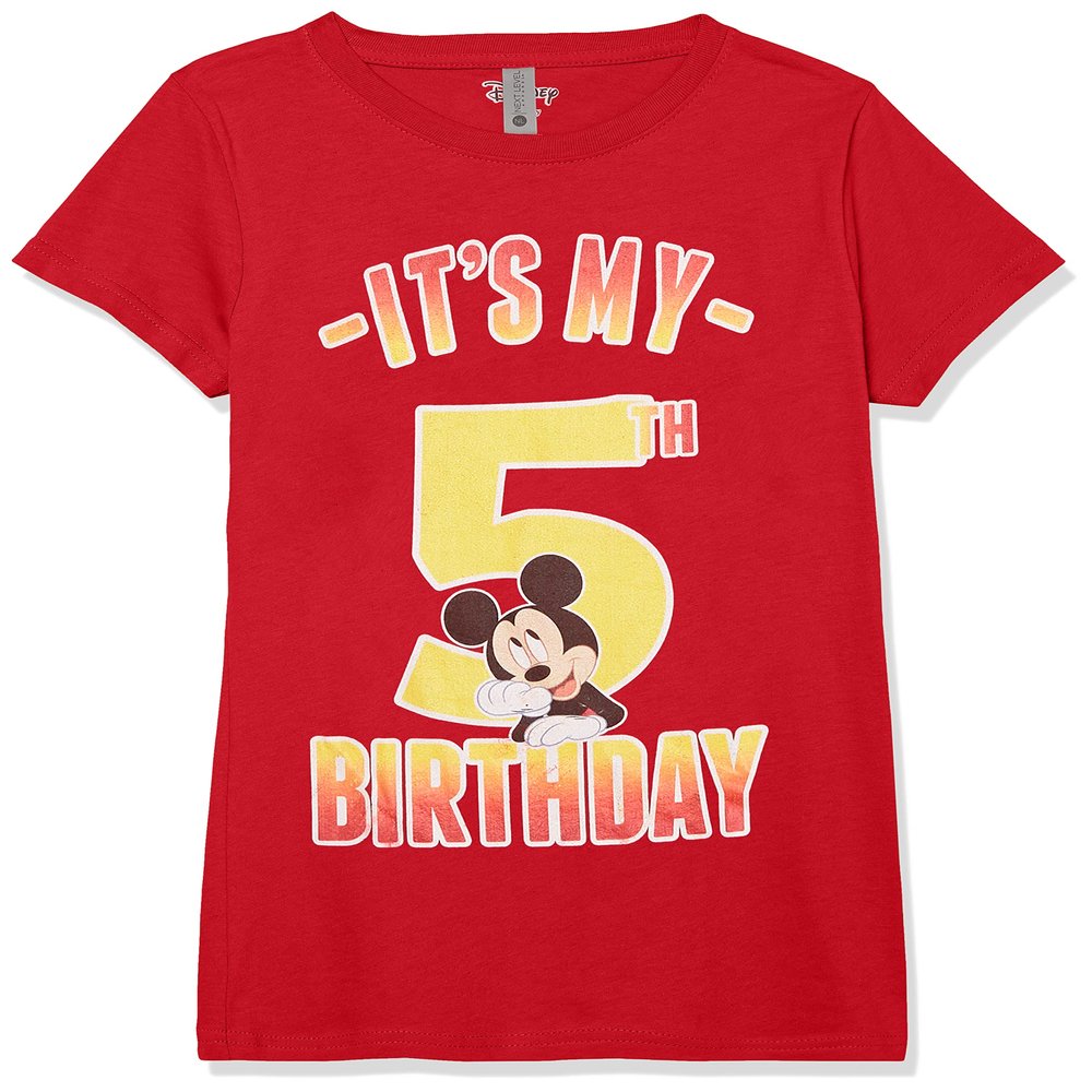 Disney girls Disney Classic Mickey Hiya Pal 5th Birthday Short Sleeve Tee T Shirt, Red, X-Small US