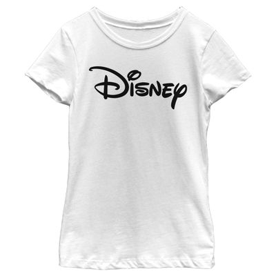 Disney girls Disney Logo Basic Disney Logo Short Sleeve Tee T Shirt, White, X-Small US