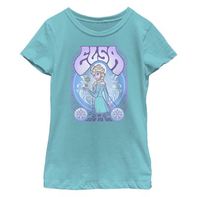 Disney girls Disney Frozen Elsa Gig Short Sleeve Tee T Shirt, Tahiti Blue, Small US