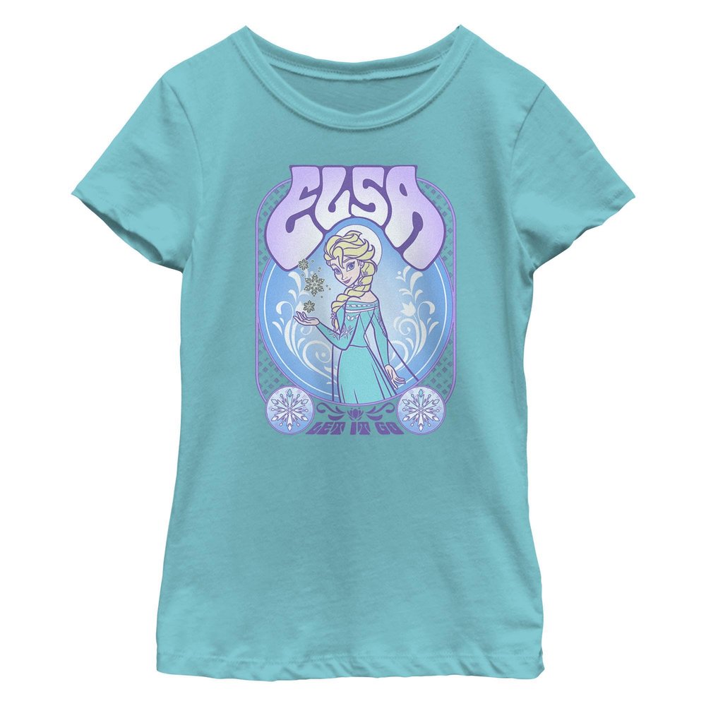 Disney girls Disney Frozen Elsa Gig Short Sleeve Tee T Shirt, Tahiti Blue, Small US