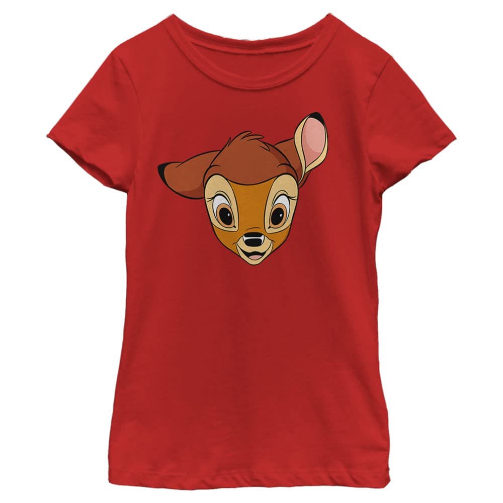 Disney Bambi Bambi Big Face Girls Short Sleeve Tee Shirt Red