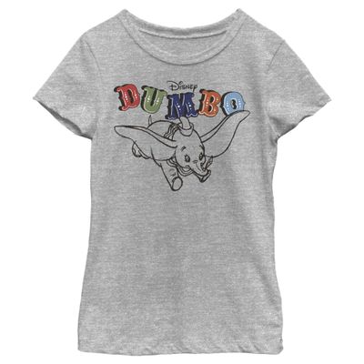 Disney girls Disney Dumbo Dumbo Flying Circus Short Sleeve Tee T Shirt, Athletic Heather, X-Small US