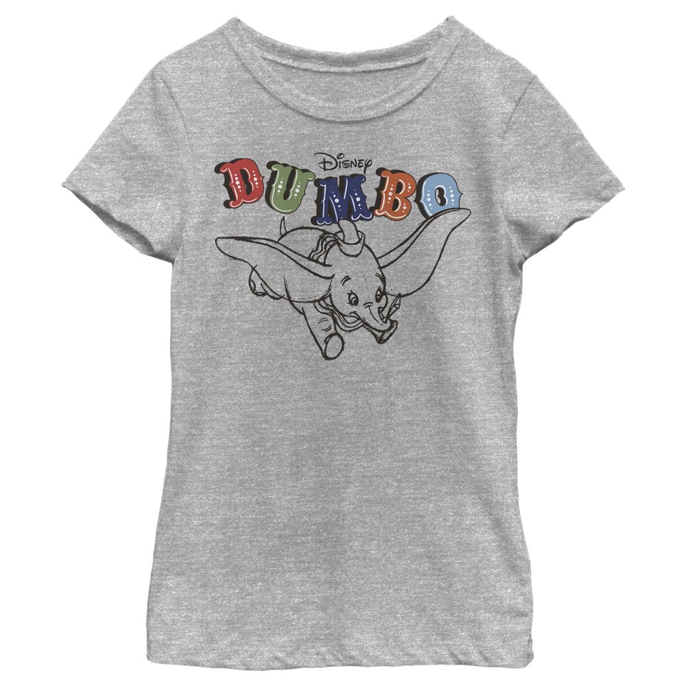 Disney girls Disney Dumbo Dumbo Flying Circus Short Sleeve Tee T Shirt, Athletic Heather, X-Small US