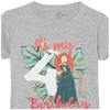 Disney girls Disney Princesses Merida Fourth Birthday Short Sleeve Tee T Shirt, Athletic Heather, X-Small US view 2