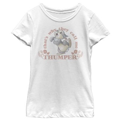 Disney girls Disney Bambi Call Me Thumper Short Sleeve Tee T Shirt, White, X-Small US