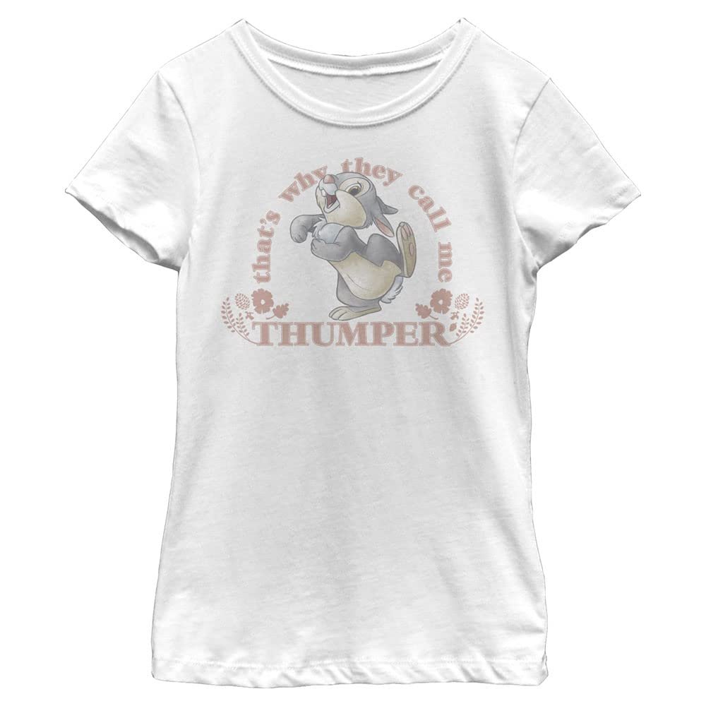 Disney girls Disney Bambi Call Me Thumper Short Sleeve Tee T Shirt, White, X-Small US