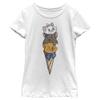Disney Girl's Kitten Ice Cream Stack T-Shirt, White, Medium view 1