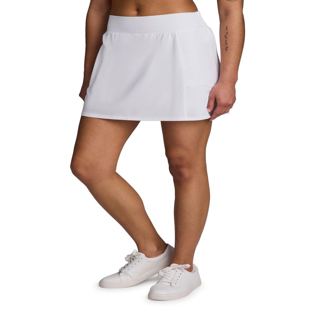 RBX Active Fashion Skort for Women, Quick Drying Flat-Front Woven Running/Tennis/Golf/Pickleball Skort with Zipper Pocket S21 White XS