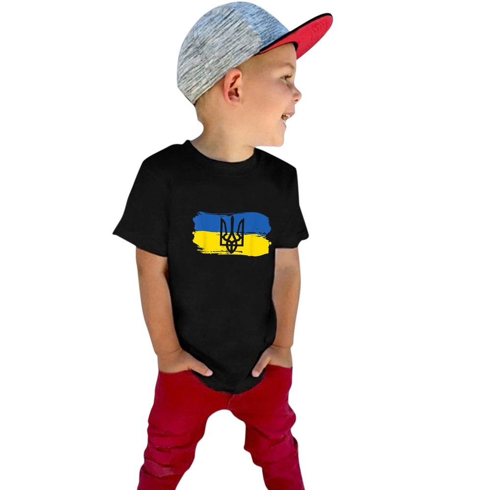Toddler Ukraine T-Shirt Baby Kids Boys Girls Support Ukraine I Stand with Ukraine Ukrainian Flag T Shirts Tee Tops 1-7Y (Black #2, 4-5 Years)