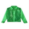 Agoky Kids Boys Glittery Sequined Shirt Vest Jacket Shiny Waistcoat for Prom Dance Stage Performance Green Shirt 7-8 view 3