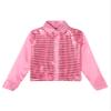 Agoky Kids Boys Glittery Sequined Shirt Vest Jacket Shiny Waistcoat for Prom Dance Stage Performance Pink Shirt 8-10 view 3