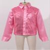 Agoky Kids Boys Glittery Sequined Shirt Vest Jacket Shiny Waistcoat for Prom Dance Stage Performance Pink Shirt 8-10 view 4