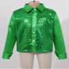 Agoky Kids Boys Glittery Sequined Shirt Vest Jacket Shiny Waistcoat for Prom Dance Stage Performance Green Shirt 4-5 view 4