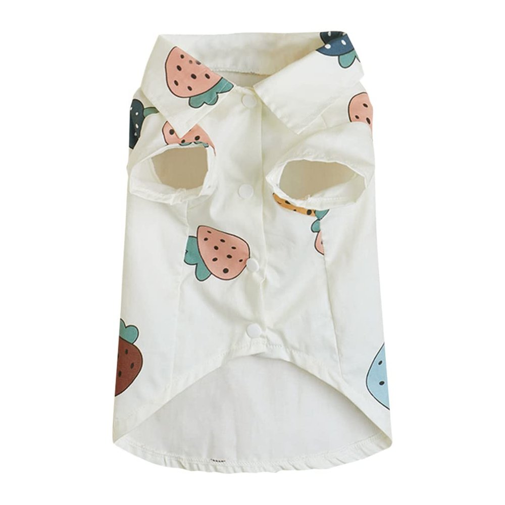 balacoo Adorable Strawberry Print Shirt for Cats and Small Dogs Lightweight Cartoon Pet Apparel Comfortable Design for Easy Wear for