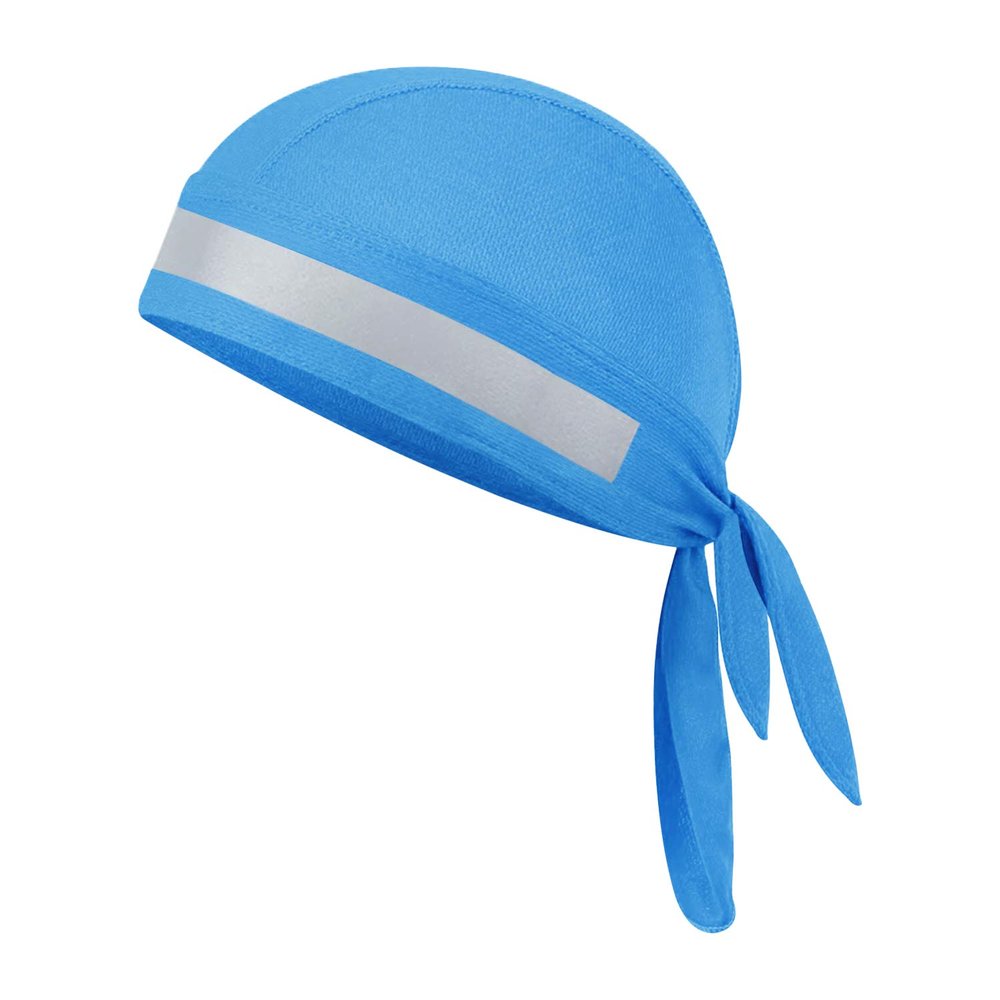 Breathable Cycling Skull Cap Sweat Wicking Beanie Cap Doo Dew Rags Anti-UV Bandana Head Wrap Under Helmet Liner (Blue with Reflective Stripe)