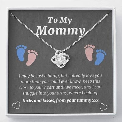 Mom Necklace, New Mommy Necklace, Gift From Mom To Be Baby Bump, New Mom, First Time Mom Pregnancy, Necklace Gift Box, Small Jewelry Gift Box, Card Box, Birthday Gift Necklace, Mothers Day Gifts (Luxu