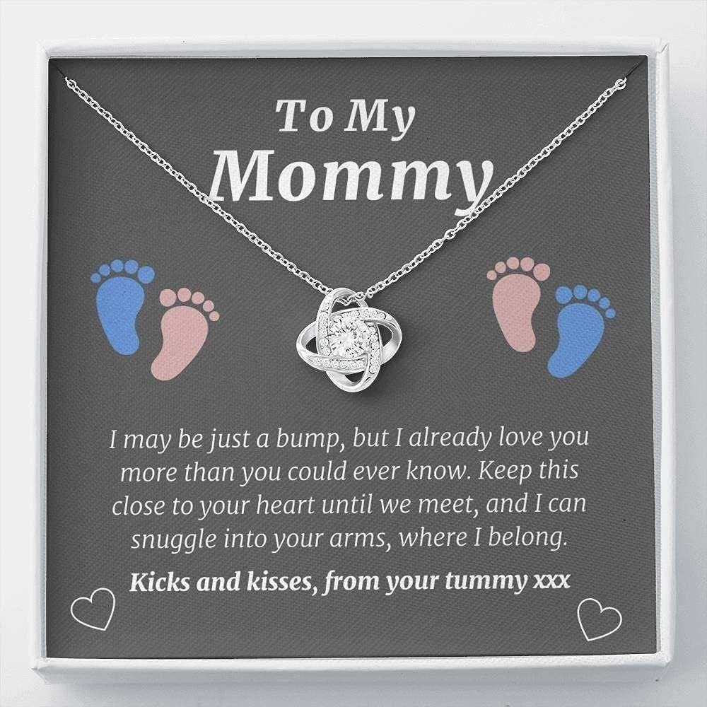 Mom Necklace, New Mommy Necklace, Gift From Mom To Be Baby Bump, New Mom, First Time Mom Pregnancy, Necklace Gift Box, Small Jewelry Gift Box, Card Box, Birthday Gift Necklace, Mothers Day Gifts (Luxu