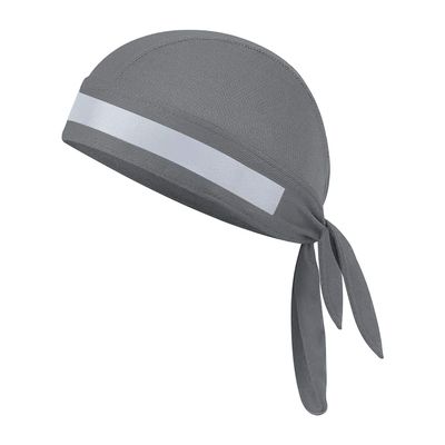 Breathable Cycling Skull Cap Sweat Wicking Beanie Cap Doo Dew Rags Anti-UV Bandana Head Wrap Under Helmet Liner (Grey with Reflective Stripe)