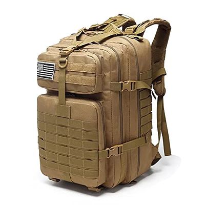 ND 50L 1000D Nylon Waterproof Trekking Fishing Hunting Bag Backpack Outdoor Military Rucksacks Tactical Sports Camping Hiking (Khaki (50L))