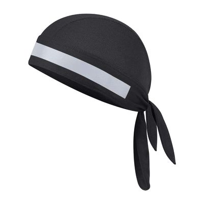 Breathable Cycling Skull Cap Sweat Wicking Beanie Cap Doo Dew Rags Anti-UV Bandana Head Wrap Under Helmet Liner (Black with Reflective Stripe)