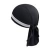 Breathable Cycling Skull Cap Sweat Wicking Beanie Cap Doo Dew Rags Anti-UV Bandana Head Wrap Under Helmet Liner (Black with Reflective Stripe) view 2