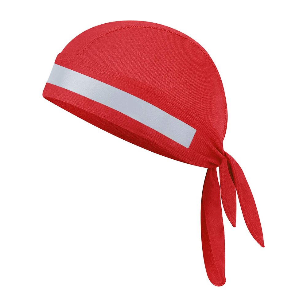 Breathable Cycling Skull Cap Sweat Wicking Beanie Cap Doo Dew Rags Anti-UV Bandana Head Wrap Under Helmet Liner (Red with Reflective Stripe)