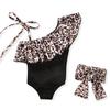 Toddler Little Girls One Piece Swimsuits Swimming Suit Leopard Cheetah Off Shoulder Swimwear Beach Bathing Suit 2-3T view 1