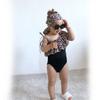 Toddler Little Girls One Piece Swimsuits Swimming Suit Leopard Cheetah Off Shoulder Swimwear Beach Bathing Suit 2-3T view 3
