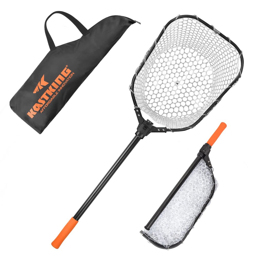 KastKing Brutus Fishing Net, Fish Landing Net, Lightweight & Portable Fishing Net with Soft EVA Foam Handle, Holds up to 44lbs/20KG, Fish-Friendly Mesh for a Safe Release, Silicone M