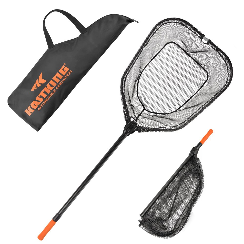 KastKing Brutus Fishing Net, Fish Landing Net, Lightweight & Portable Fishing Net with Soft EVA Foam Handle, Holds up to 44lbs/20KG, Fish-Friendly Mesh for a Safe Release, PVC L